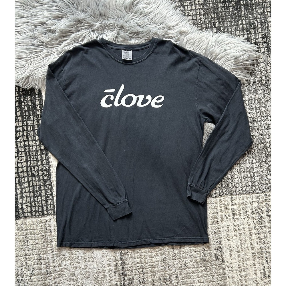CLOVE Women's Branded Black Long Sleeve Screen Print Top Size XL Comfort Colors